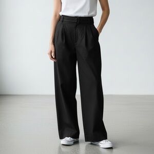 NWT Lichi Black Linen Cotton Wide Legged Palazzo Pants Sz L